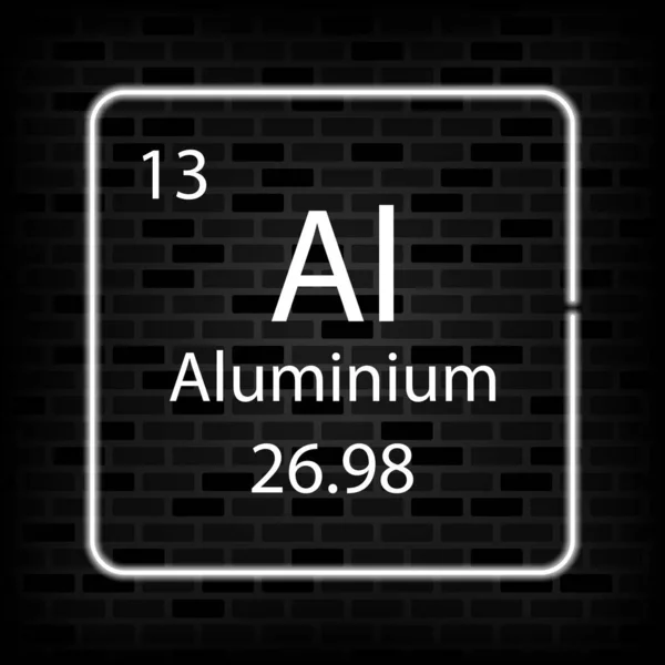 Símbolo Neón Aluminio Elemento Químico Tabla Periódica Ilustración Vectorial — Vector de stock