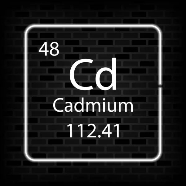 Cadmium Neon Symbool Chemisch Element Van Het Periodiek Systeem Vectorillustratie — Stockvector