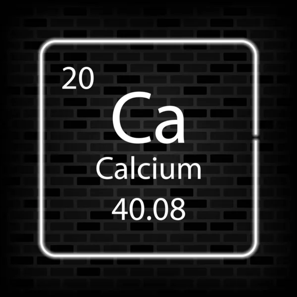 Kalcium Neon Szimbólum Periódusos Rendszer Kémiai Eleme Vektorillusztráció — Stock Vector