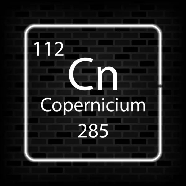Kopernicium Neon Symbol Kemisk Del Det Periodiska Systemet Vektorillustration — Stock vektor