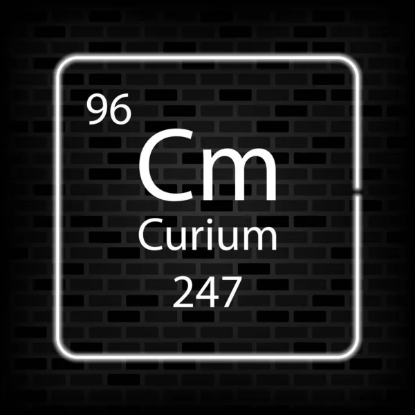 Simbolo Neon Curium Elemento Chimico Della Tavola Periodica Illustrazione Vettoriale — Vettoriale Stock