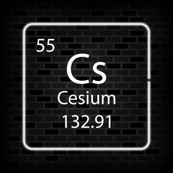 Cesium Neon Symbool Chemisch Element Van Het Periodiek Systeem Vectorillustratie — Stockvector