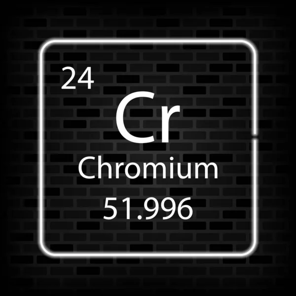 Chrom Neon Symbol Chemische Elemente Des Periodensystems Vektorillustration — Stockvektor