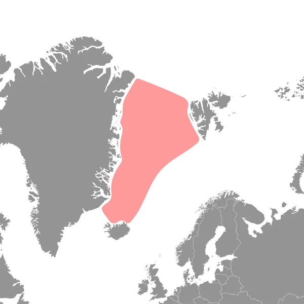 世界地図上のグリーンランド海 ベクターイラスト — ストックベクタ