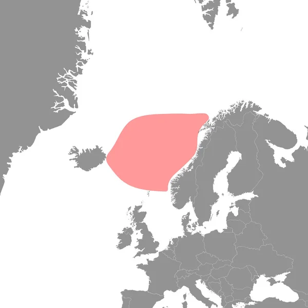 Norwegian Sea Mapa Del Mundo Ilustración Vectorial — Vector de stock
