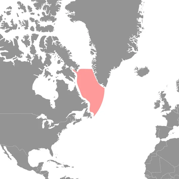 Λαμπραντόρ Θάλασσα Στον Παγκόσμιο Χάρτη Εικονογράφηση Διανύσματος — Διανυσματικό Αρχείο