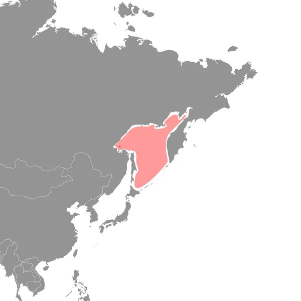 世界地図上のオホーツク海 ベクターイラスト — ストックベクタ