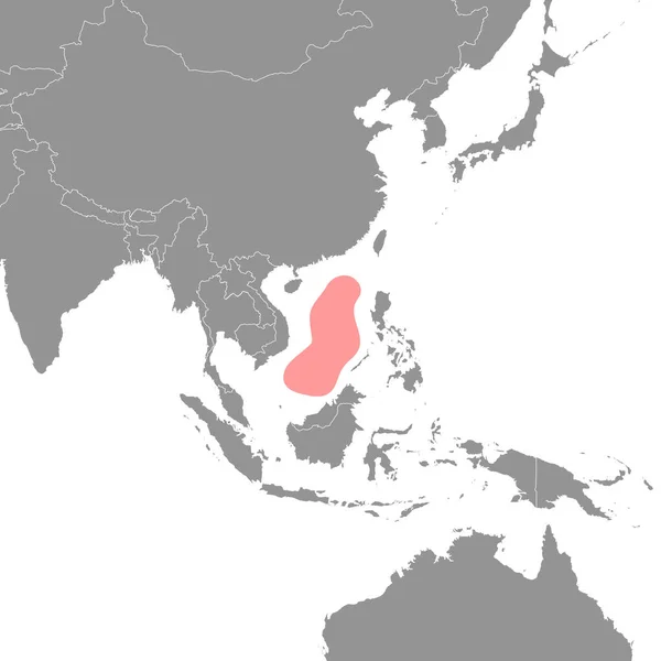 South China Sea World Map Vector Illustration — ストックベクタ