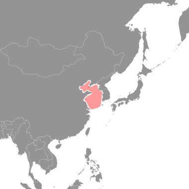 Yellow Sea on the world map. Vector illustration.