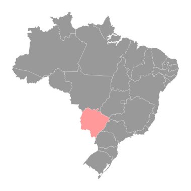 Mato Grosso do Sul Haritası, Brezilya eyaleti. Vektör İllüstrasyonu.