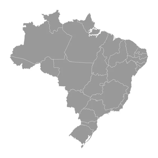 Mapa Cinzento Brasil Com Estados Ilustração Vetorial — Vetor de Stock