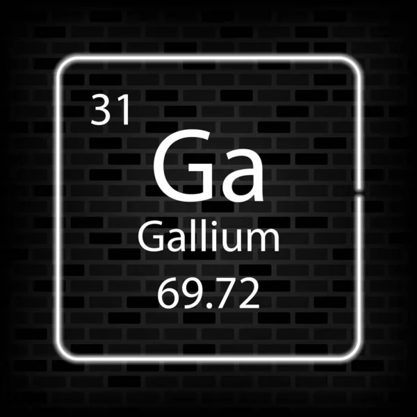 Gallium Neon Szimbólum Periódusos Rendszer Kémiai Eleme Vektorillusztráció — Stock Vector