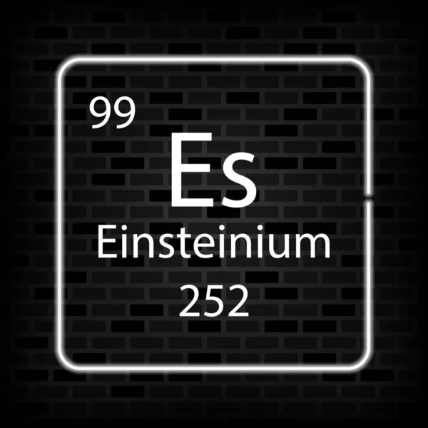 Símbolo Neón Einsteinium Elemento Químico Tabla Periódica Ilustración Vectorial — Vector de stock