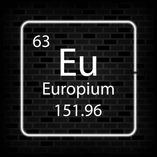 Europium Neon Symbol Chemical Element Periodic Table Vector Illustration — Stock Vector