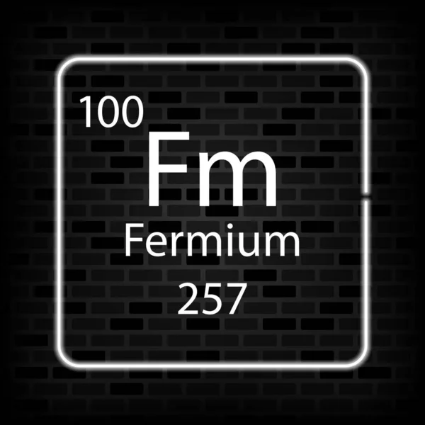 Fermium Neon Sembolü Periyodik Tablonun Kimyasal Elementi Vektör Illüstrasyonu — Stok Vektör