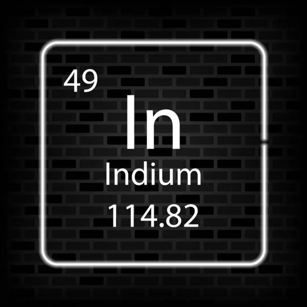 Indium Neon Symbol Chemický Prvek Periodické Tabulky Vektorová Ilustrace — Stockový vektor