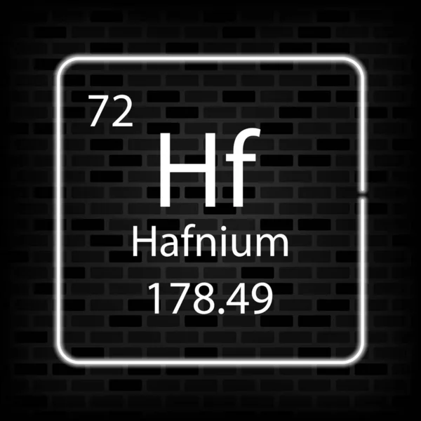 Hafnium Neon Symbol Kemisk Del Det Periodiska Systemet Vektorillustration — Stock vektor