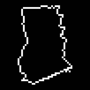 Pixel map of Ghana. Vector illustration.