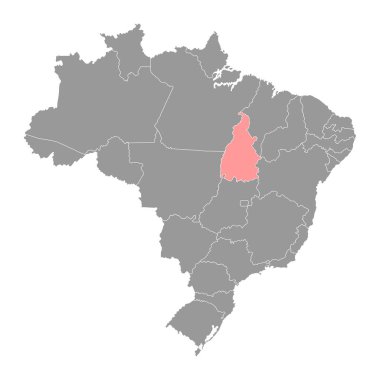 Tocantins Haritası, Brezilya eyaleti. Vektör İllüstrasyonu.