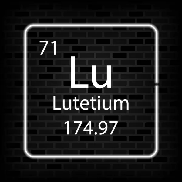 Lutetium Neon Symbol Kemisk Del Det Periodiska Systemet Vektorillustration — Stock vektor