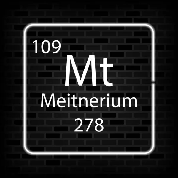 Meitnerium Neon Symbol Kemisk Del Det Periodiska Systemet Vektorillustration — Stock vektor