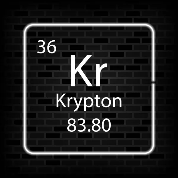Krypton Neon Symbol Kemisk Del Det Periodiska Systemet Vektorillustration — Stock vektor
