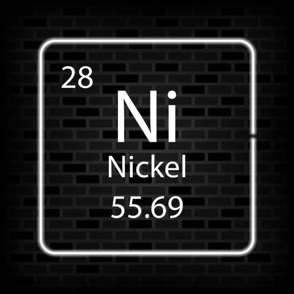 Nickel Neon Symbol Kemisk Del Det Periodiska Systemet Vektorillustration — Stock vektor