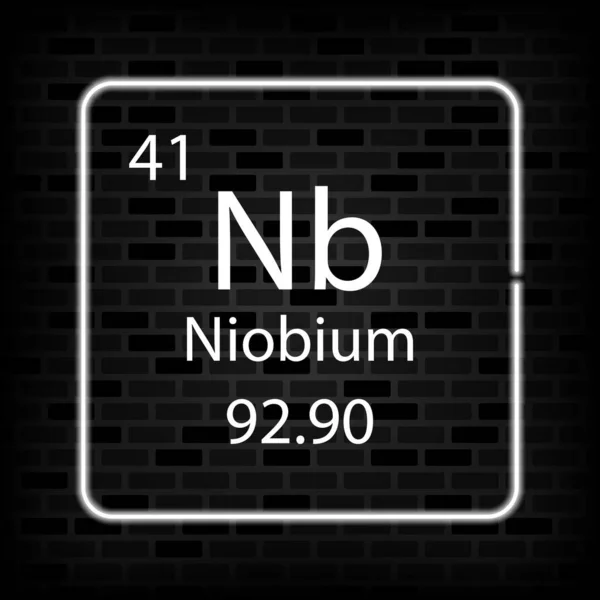 Niyobiyum Neon Sembolü Periyodik Tablonun Kimyasal Elementi Vektör Illüstrasyonu — Stok Vektör