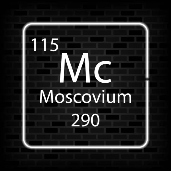 Moscovium Néon Symbole Élément Chimique Tableau Périodique Illustration Vectorielle — Image vectorielle