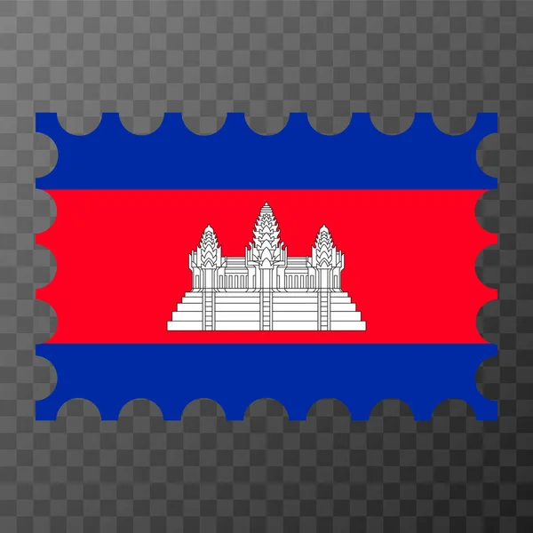 Znaczek Pocztowy Flagą Kambodży Ilustracja Wektora — Wektor stockowy