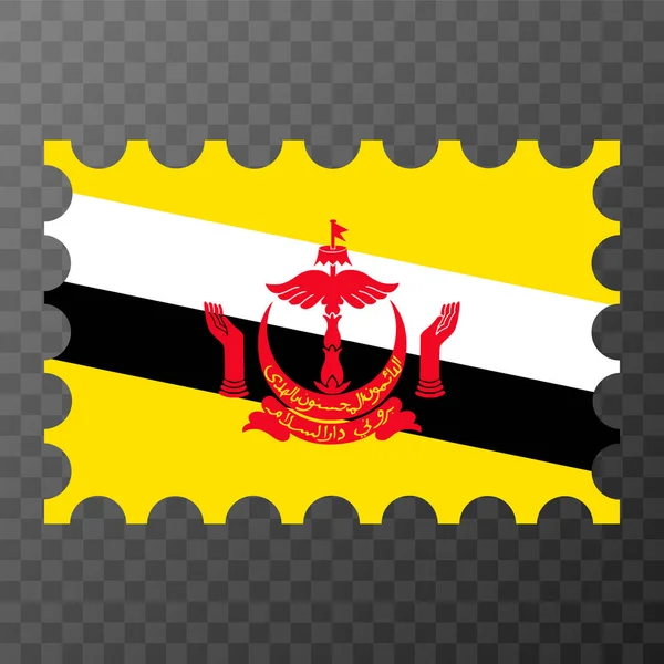 Sello Postal Con Bandera Brunei Ilustración Vectorial — Vector de stock