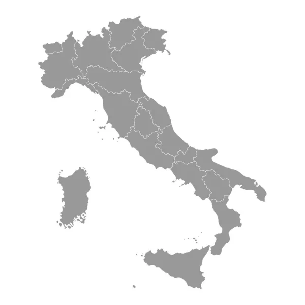 Italien Graue Landkarte Mit Regionalgrenzen Vektorillustration — Stockvektor