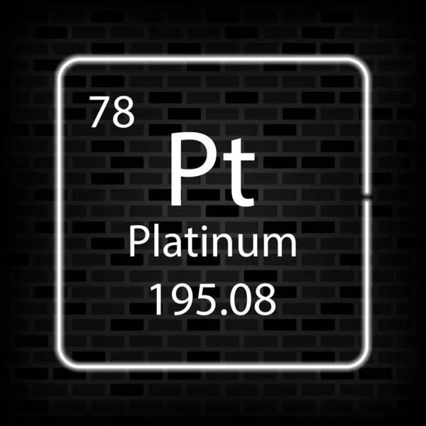 Símbolo Neón Platino Elemento Químico Tabla Periódica Ilustración Vectorial — Vector de stock