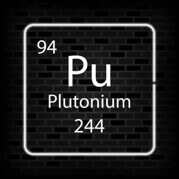 Plutonium Neon Symbol Kemisk Del Det Periodiska Systemet Vektorillustration — Stock vektor