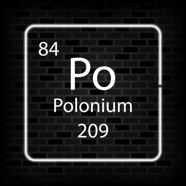 Polonium Neon Symbool Chemisch Element Van Het Periodiek Systeem Vectorillustratie — Stockvector