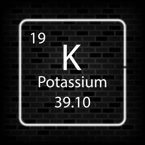 Symbole Néon Potassium Élément Chimique Tableau Périodique Illustration Vectorielle — Image vectorielle
