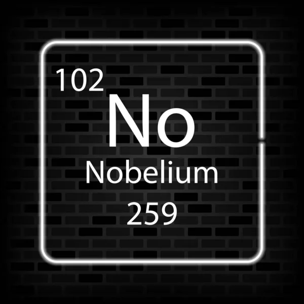 Nobelium Neon Symbol Kemisk Del Det Periodiska Systemet Vektorillustration — Stock vektor