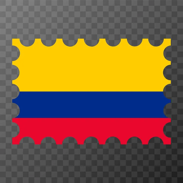 Znaczek Pocztowy Flagą Kolumbii Ilustracja Wektora — Wektor stockowy