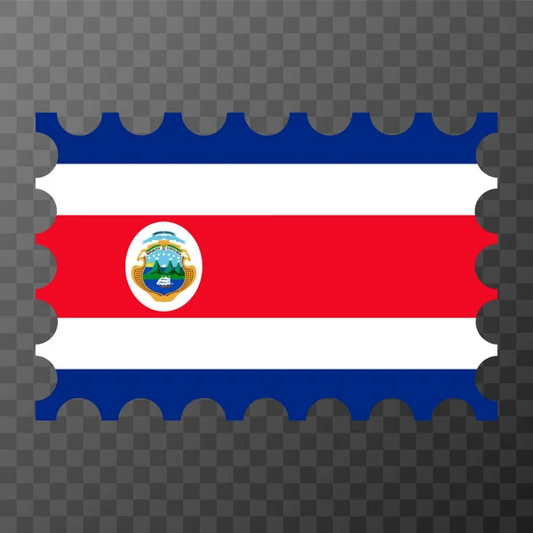 Timbre Poste Avec Drapeau Costa Rica Illustration Vectorielle — Image vectorielle