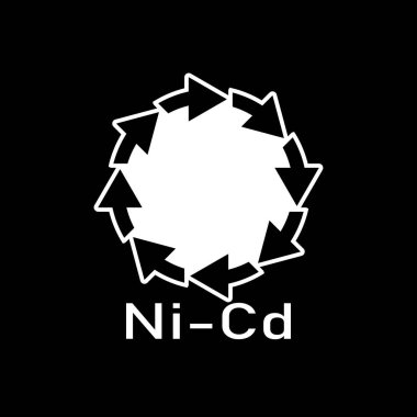 Pil geri dönüşümü ni-cd, vektör illüstrasyonu, işaret.