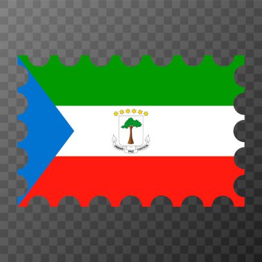 Ekvator Gine bayrağıyla posta pulu. Vektör illüstrasyonu.