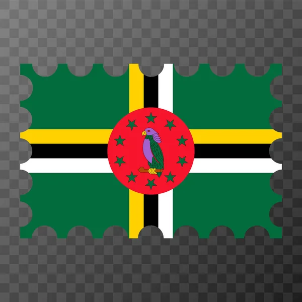Postzegel Met Dominica Vlag Vectorillustratie — Stockvector