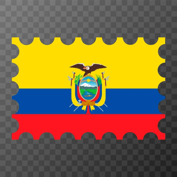 Poštovní Známka Vlajkou Ekvádoru Vektorová Ilustrace — Stockový vektor