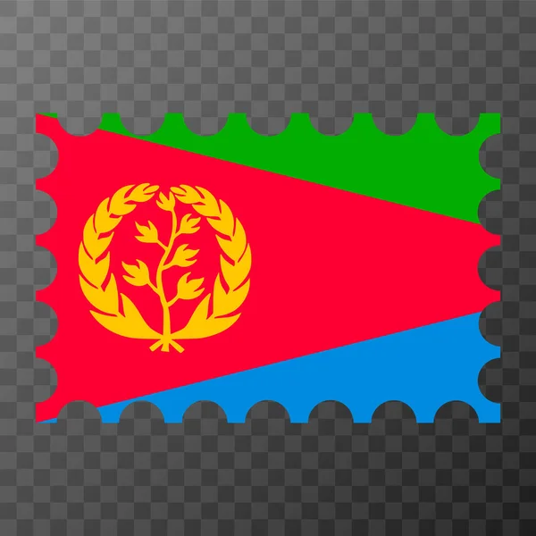 Poštovní Známka Vlajkou Eritreje Vektorová Ilustrace — Stockový vektor