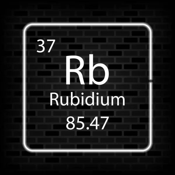 Symbol Neonu Rubidium Element Chemiczny Układu Okresowego Ilustracja Wektora — Wektor stockowy