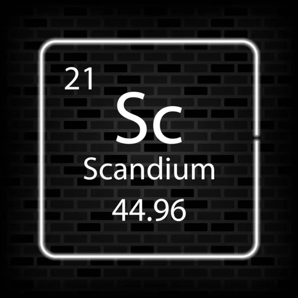 Scandium Neon Symbol Kemisk Del Det Periodiska Systemet Vektorillustration — Stock vektor