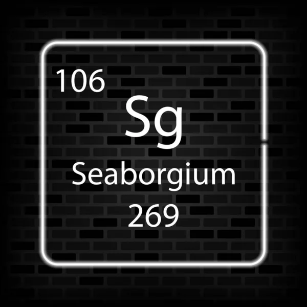 Símbolo Neón Seaborgium Elemento Químico Tabla Periódica Ilustración Vectorial — Archivo Imágenes Vectoriales