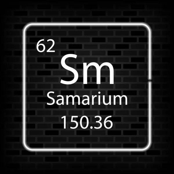 Samaryum Neon Sembolü Periyodik Tablonun Kimyasal Elementi Vektör Illüstrasyonu — Stok Vektör