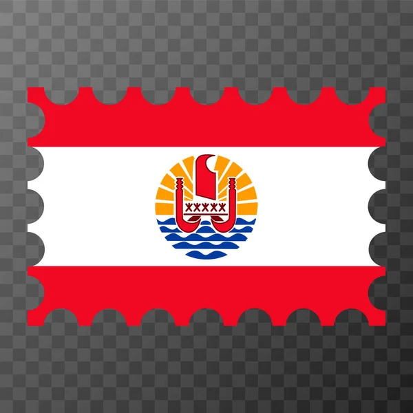 Briefmarke Mit Französisch Polynesien Flagge Vektorillustration — Stockvektor