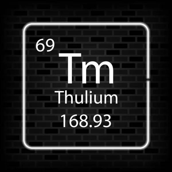 Thulium Néon Symbole Élément Chimique Tableau Périodique Illustration Vectorielle — Image vectorielle